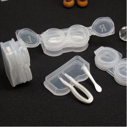 Double Layer Contact Lens Cases with tools (Transparent)